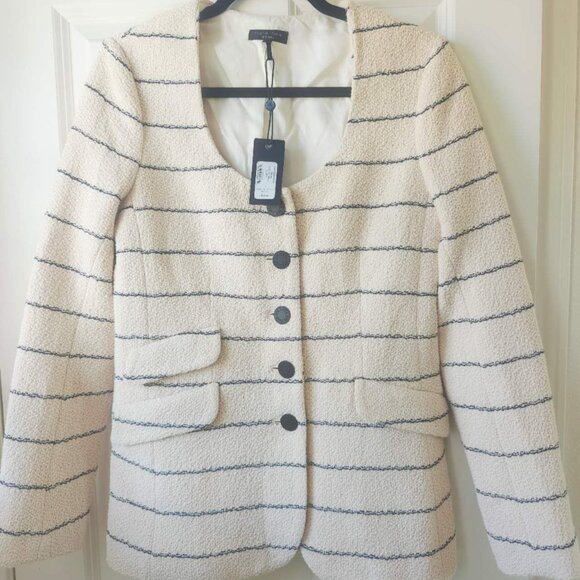 NWT rag & bone Roslyn Cotton Tweed Scoop-Neck Blazer Jacket - Picture 7 of 9
